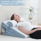 Ziiyllean Bed Wedge Pillow for Sleeping 3Pcs, Adjustable 4.5&7.5&12 Inch Memory Foam Wedge Pillow, Triangle Wedge Pillow Post Surgery Pillow for Acid Reflux, Heartburn, Snoring, Legs and Back Pain