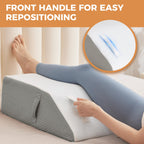 BIEEZZK Leg Pillow Elevation Blood Circulation, Leg Elevation Pillows for After Surgery, Swelling, Leg Elevating Pillows with Cover and Handle, Leg Pillow for Pain Relief, 23.6×16.8×8 Inch, White/Grey