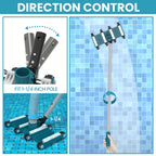 POOLWHALE 14" Flexible Pool Vacuum Head with Wheels, Swivel Direction-Control Handle for Inground & Above Ground Pools Clean Remove Debris