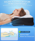 SUPA MODERN Cooling Cervical Neck Pillow for Sleeping, Contour Side Sleeper Pillow for Adults, Ergonomic Memory Foam Orthopedic Neck Pain Relief, Stomach Sleeping with Luxury Cool Cover