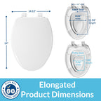 Little2Big Toilet Seat with Built-In Toddler Potty Training Seat, Slow Close, Easy to Install, Made in USA, ELONGATED, White
