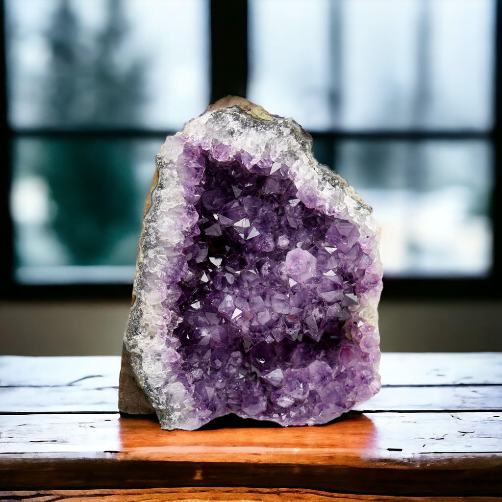 SAMSARI 3 to 4 Lb Amethyst Crystal Geode From Uruguay – 4.5" to 7.5" Height, Natural Large Amethyst Cluster Rock – Crystals And Healing Stones