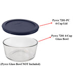 PYREX 7201-PC 4-Cup Dark Blue Round Replacement Lids - 3 pack - Original Genuine Pyrex - Made in the USA