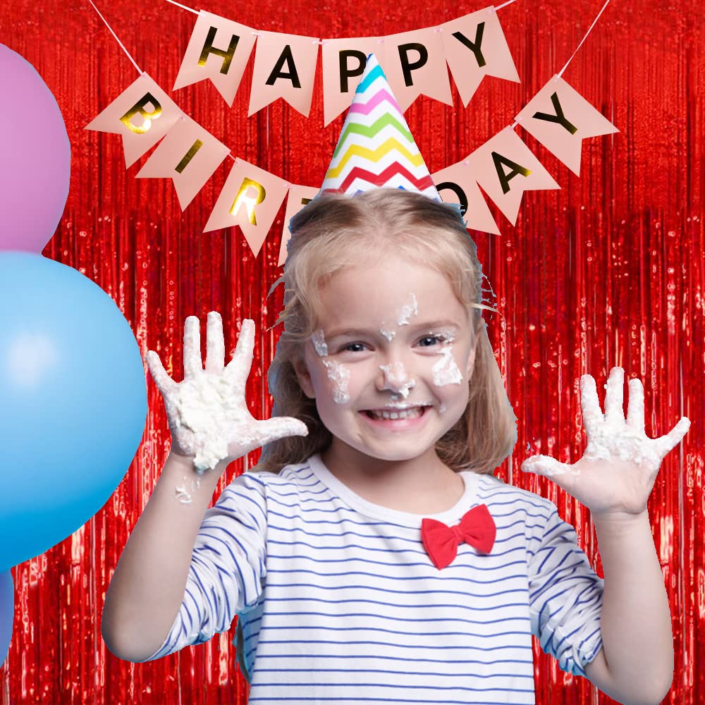 10 Pack Red Streamers Party Backdrop Christmas Decorations Foil Fringe Backdrop Curtains Carnival Casino Theme Birthday New Year Holiday Celebration Bachelorette Party Decorations Supplies
