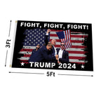 Trump 2024 Flags 3x5 Ft Fight Trump Survived Shot Flag Trump Fist Flag Fight Fight Fight Trump Flag With 2 Brass Grommets for Indoor Outdoor Decorations
