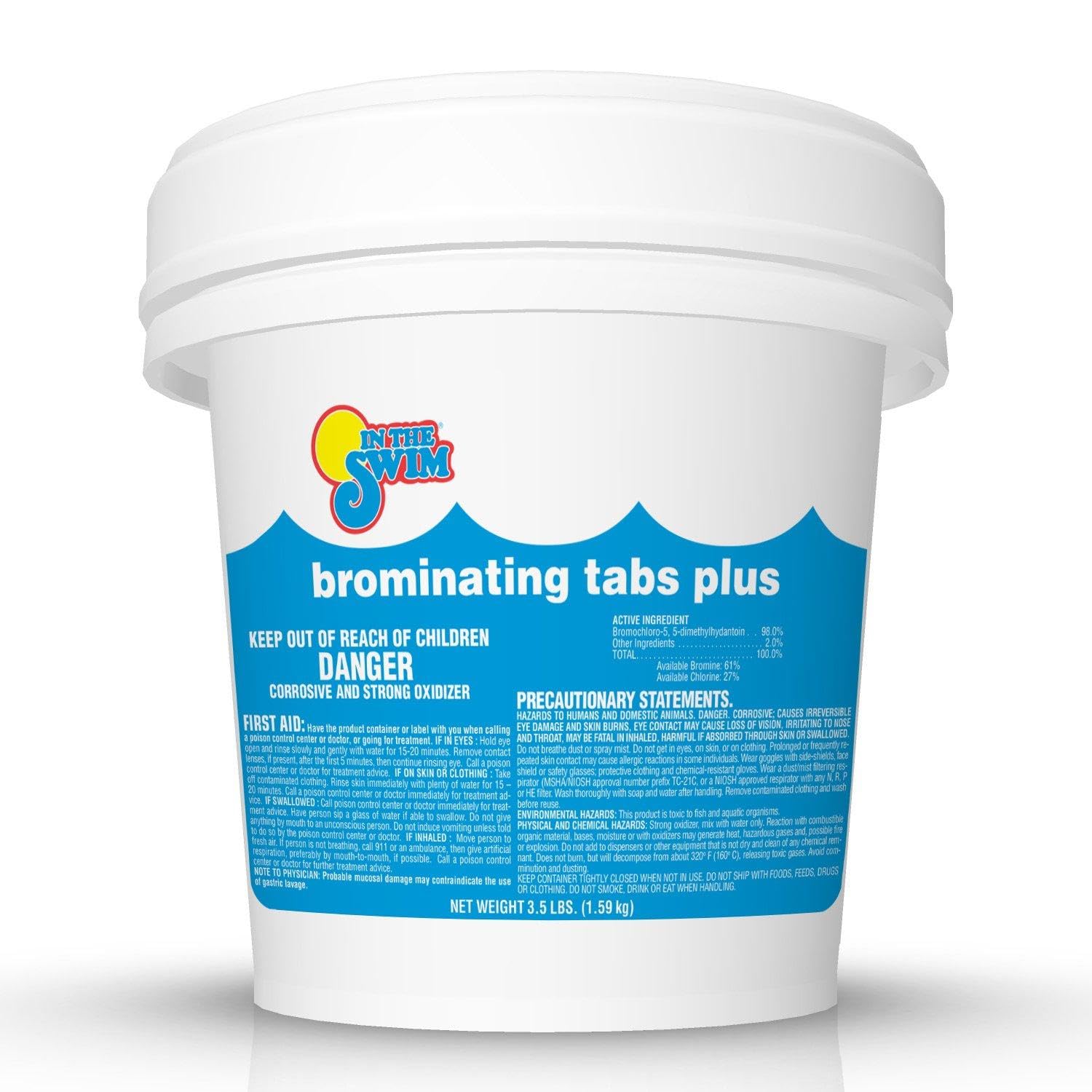 In The Swim 1 Inch Bromine Plus Tablet Sanitizer for Spas, Hot Tubs, or Swimming Pools - Pre-Stabilized, Low Odor, Chlorine Alternative – 3.5 Pounds
