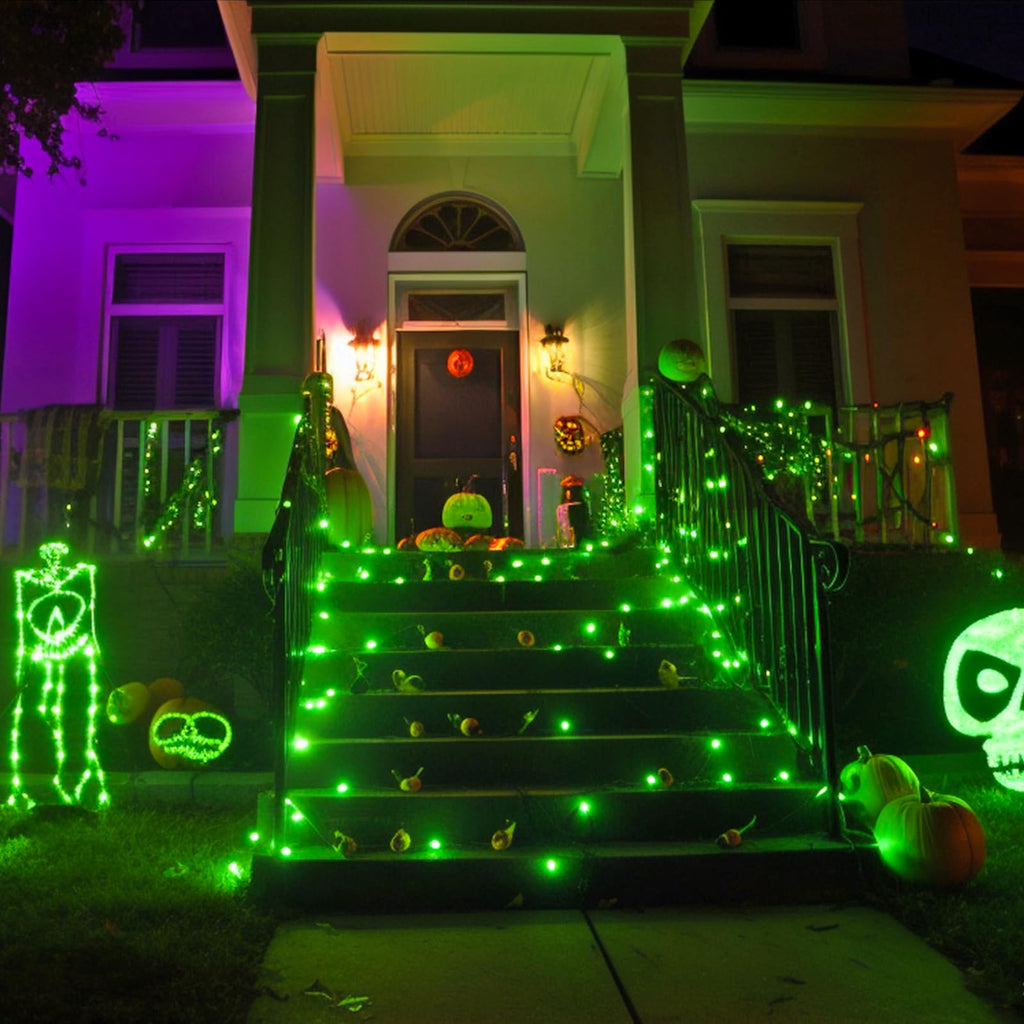 JMEXSUSS Connectable 100 LED Green Halloween Lights, 8 Modes Green Christmas Lights Plug-in, 33ft Clear Wire Green Christmas String Lights Indoor Outdoor Waterproof for Halloween Xmas