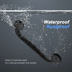 2 Pack 12 Inch Anti-Slip Shower Grab Bars w/Rubber Grip, iMomwee Stainless Steel Bathroom Wall Mount Matte Black Grab Bar Handle, Safety Balance Handrail, Handicap Elderly Senior Assist Bath Handle