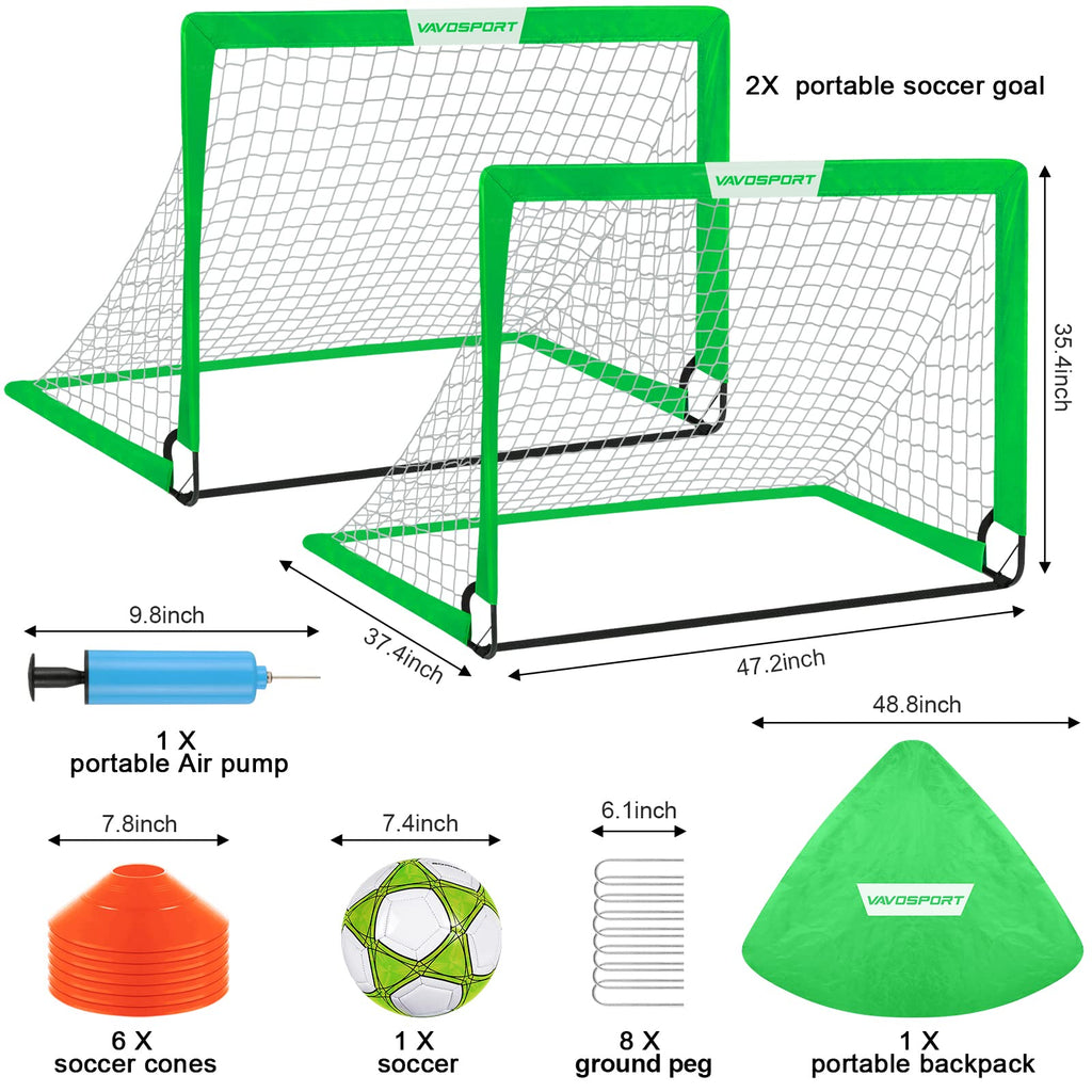 Kids Soccer Goals for Backyard Set - 2 of 4' x 3' Portable Soccer Goal Training Equipment, Soccer Net with Soccer Ball, Christmas Soccer Gifts for Kids and Youth Games, Sports, Outdoor Play