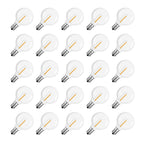 Meconard G40 1.57 Inch Led Replacement Light Bulbs, E12 Screw Base Shatterproof LED Small Globe Light Bulbs for Outdoor String Lights, 1Watt Equvalent to 5 Watt Incandescent Bulbs, Warm White, 25Pack