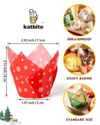 Katbite Christmas Tulip Cupcake Liners 200PCS, Muffin Baking Cupcake Liners Holders, Baking Cups, Cupcake Wrappe