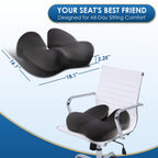 Juuwan Memory Foam Seat Cushion for Office Chair Pressure Relief Sciatica & Tailbone Pain Relief Memory Foam Coccyx Cushion for Long Sitting, for Home Chair, Gaming and Car Seat Cushion