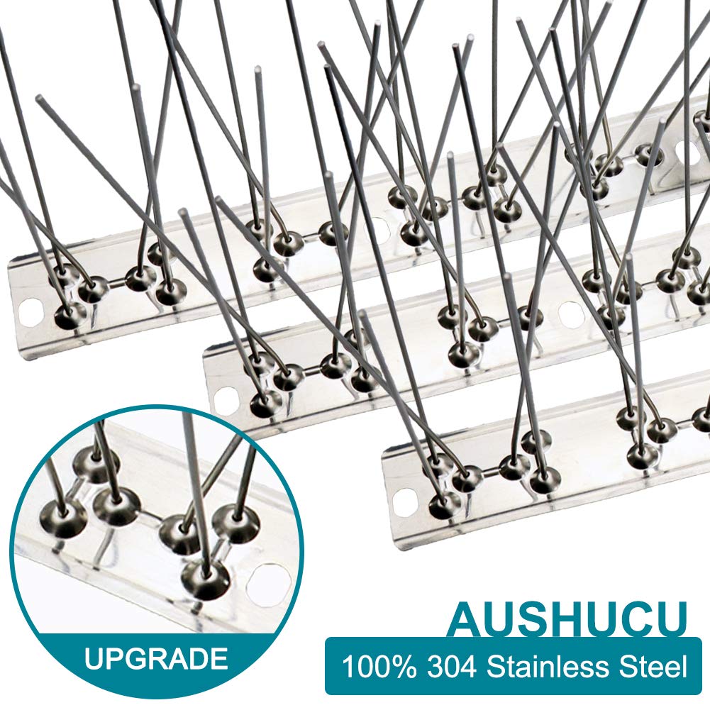 aushucu Bird Spikes Cover 11Feet Stainless Steel Pigeons Spikes Small Bird Spikes for Roof Fence Window Mailbox(11Feet)