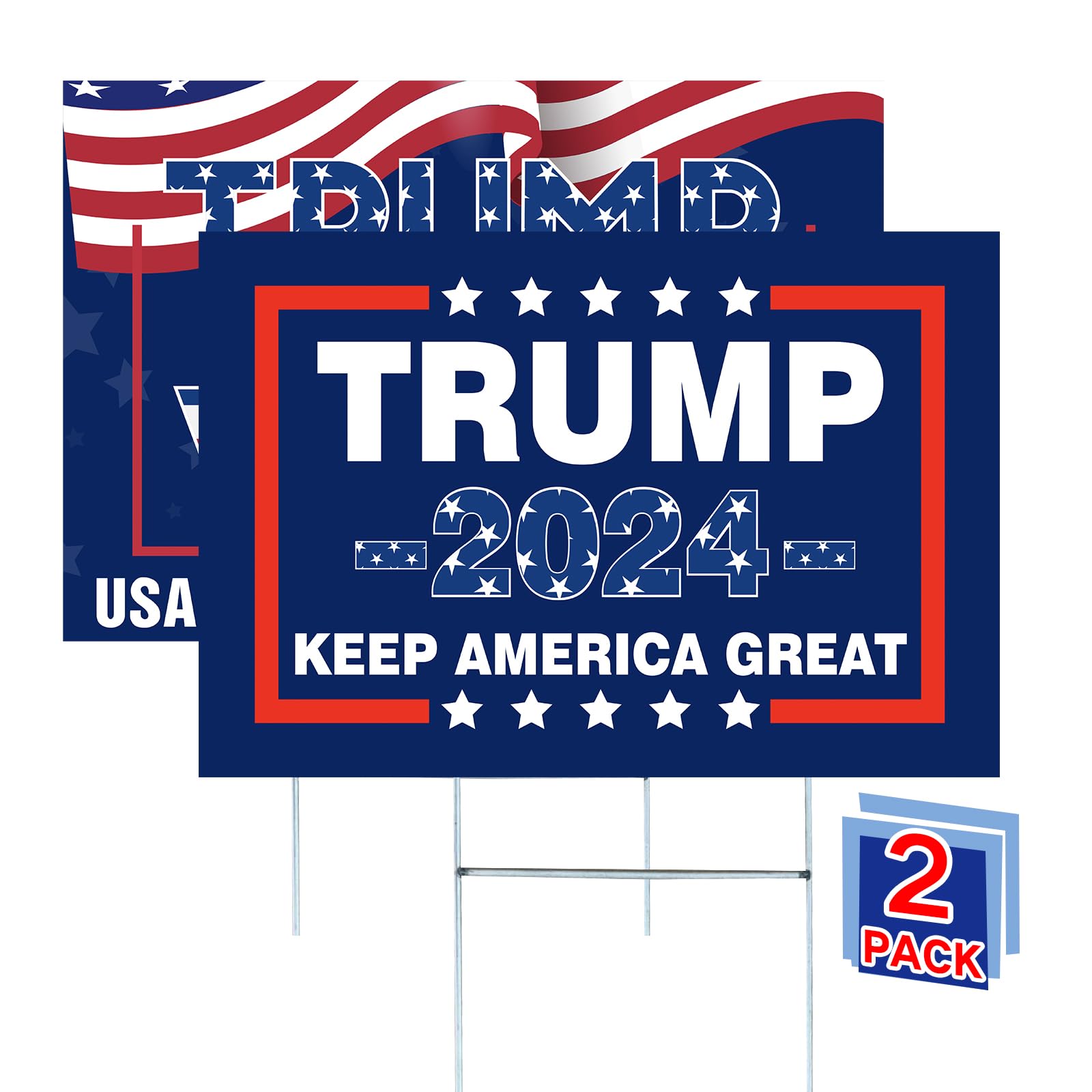 Trump Vance 2024 Yard Sign,18x12In Campaign Signs With H-Stakes Placard Sign For Outdoor Garden Lawn Parade Handheld Rally Decorations
