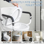 Toilet Safety Rail, Toilet Grab Bars for Seniors and Disabled with Adjustable Width, Toilet Safety Frame for Seniors Supports 350lbs (White - Capacity 350 lbs)