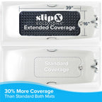 SlipX Solutions Power Grip Extra Long Bath Tub & Shower Mat 39x16, Wet Floor Non-Slip for Elderly & Kids Bathroom, 30% Longer Bathtub Mats, 200 Suction Cups, Drain Holes (1, Black)