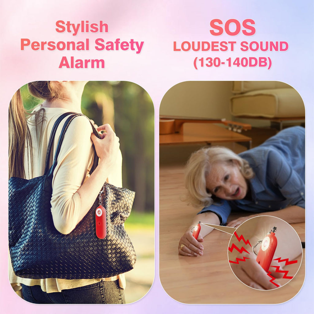 MtMinn Personal Safety Alarm for Women - 2 Pack 130dB Self Defense Keychains Siren Whistle, Replaceable Battery with LED Strobe Light - Emergency Security Safe Protection Devices for Kids Elderly