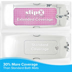 SlipX Solutions Power Grip Extra Long Bath Tub & Shower Mat 39x16, Wet Floor Non-Slip for Elderly & Kids Bathroom, 30% Longer Bathtub Mats, 200 Suction Cups, Drain Holes (1, Translucent Pink)