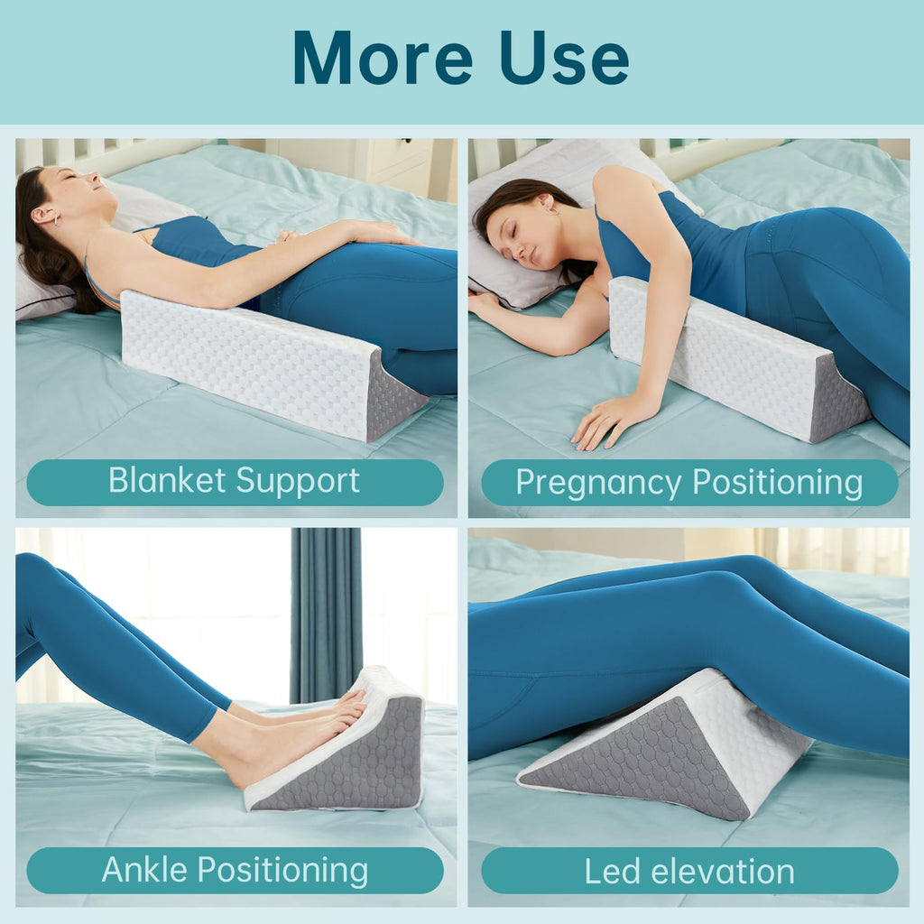 Loeysu Wedge Pillow for Sleeping, Side Sleeper Body Back Positioners for Back Pain, Preventing Bedsores, After Surgery, Pregnancy Support, Ankle Support, Bed Wedge Pillow for Side Sleepers