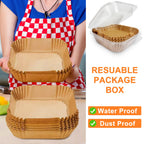 200PCS Air Fryer Liners Disposable: Square 7.9 Inch Non-Stick Airfryer Paper Liners - Food Grade Parchment Paper for 5 6 7 8 QT Air Fryer Baking and Roasting - Waterproof and OilProof (9 Inch on Top)