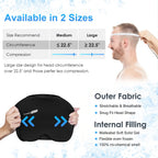 ComfiTECH Migraine Ice Head Wrap, Headache Relief Hat for Migraine Cap for Tension Puffy Eyes Migraine Relief Cap for Sinus Headache and Stress Relief Cold Compress (Medium Pack of 2) Black