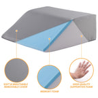 Bedluxe Leg Elevation Pillows, Leg Pillows for Sleeping, Cooling Gel Memory Foam Top, Wedge Pillow for Legs, Leg Wedges for Circulation, Swelling, After Surgery - Removable Cover (8 Inch, Grey)
