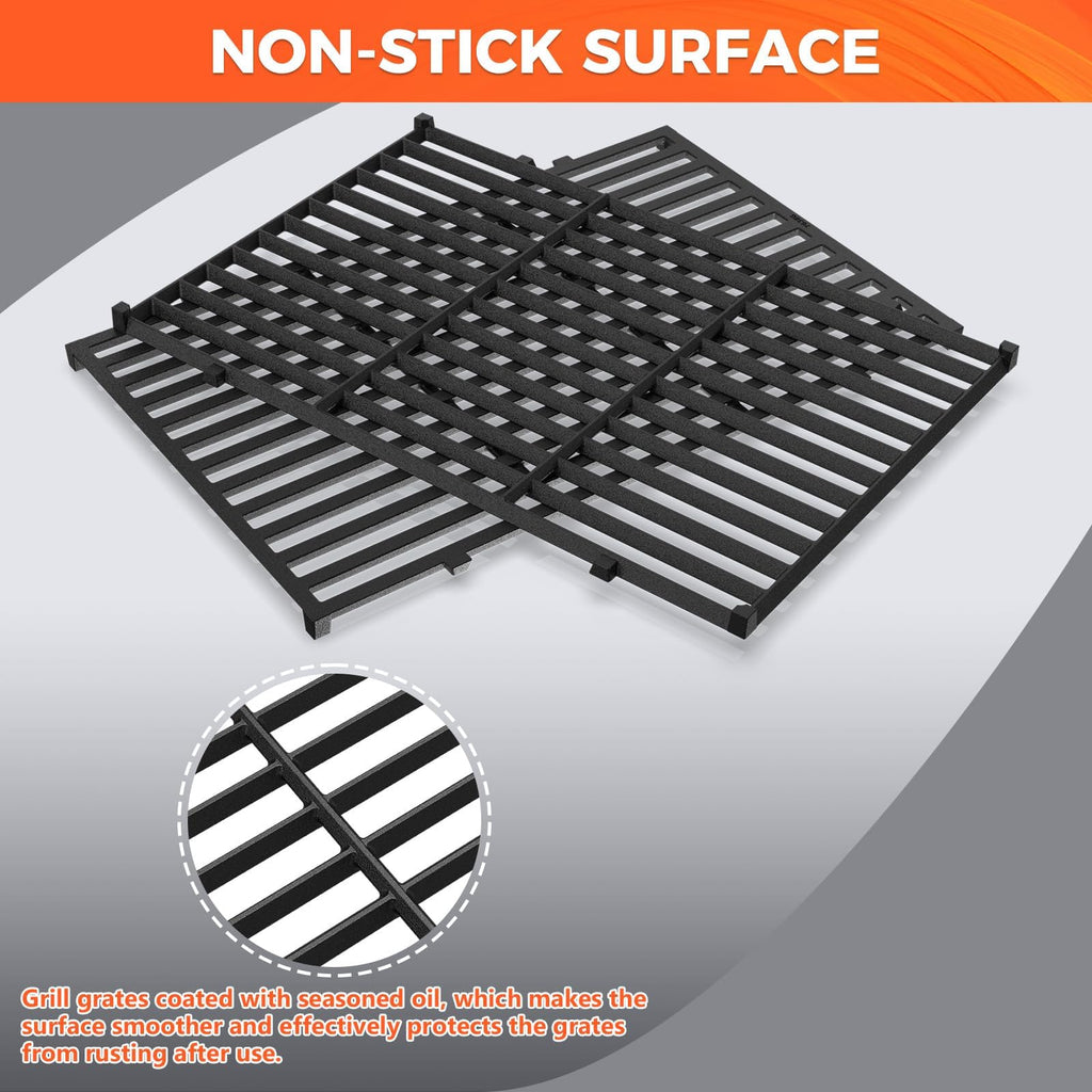 QuliMetal 17.5" Grill Grates for Weber Spirit 300/400 and Spirit II 300 Series,Spirit E/S-310 E/S-320 E/S-330,Spirit 700,Genesis Silver/Gold B & C,Genesis 1000-3500,Cast Iron Part for Weber 7638 7639