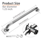 Rackickyer Shower Grab Bar, 2 Pack 24 Inch Bathroom Grab Bar, 1.25" Diameter 304 Stainless Steel Anti-Slip Grab Bars for Bathtubs and Showers, Handicap Shower Grab Bar for Seniors Elderly