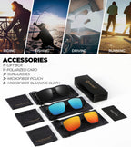 Polarized Sunglasses Men, Lightweight Mens Sunglasses Polarized UV Protection Driving Fishing Golf (Black/Ice Blue/Red)
