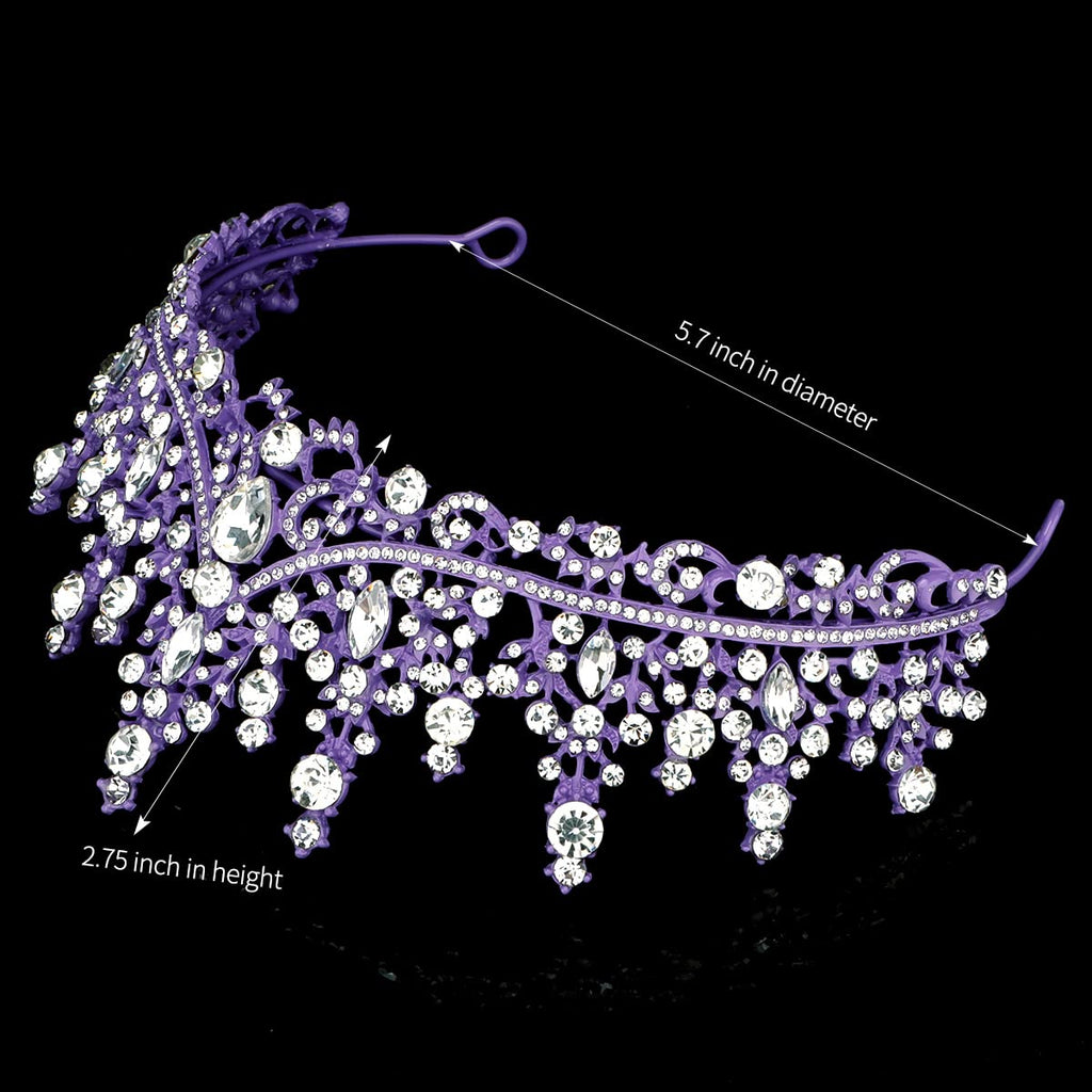 TOBATOBA Tiaras for Women, Dark Purple Tiara Crowns for Women, Wedding Tiara for Bride Queen Crown, Royal Princess Quinceanera Headpieces for Birthday Prom Pageant Halloween Cosplay Accessories