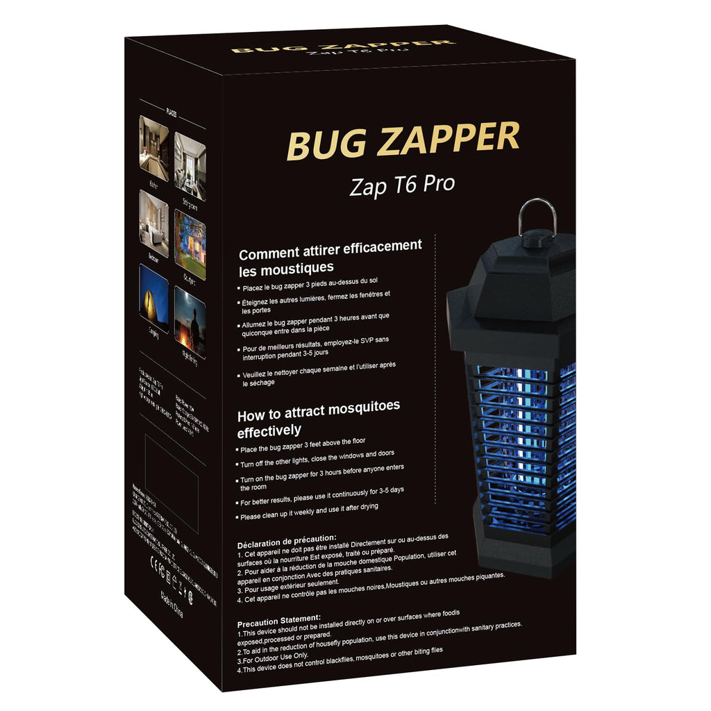GOOTOP Bug Zapper Outdoor Electric, Mosquito Zapper, Fly Traps, Fly Zapper, Mosquito Killer, 3 Prong Plug, 90-130V, ABS Plastic Outer (Black)