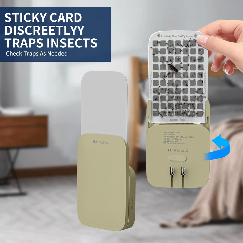 Mosalogic Fly Insect Trap Plug-in Fruit Flies Killer Gnat Trapper Moth Catcher Fly Trapper UV Attractant Catcher for 400 Sq Ft of Protection Yellow-1PACK