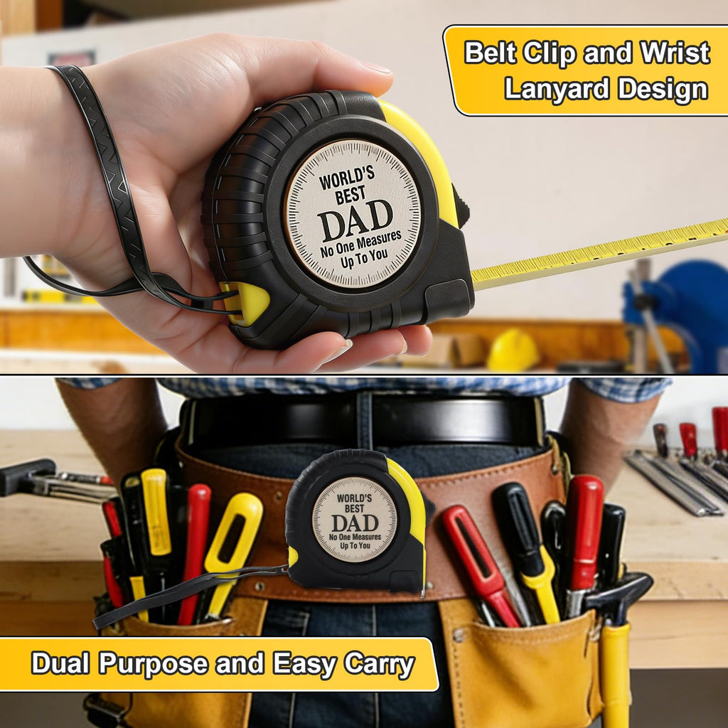 Fathers Day Gift for Dad from Daughter Son - Dad Husband Birthday Gifts, Gifts for Men New Daddy Father in Law, Best Dad Ever Gifts, First Father's Day Useful Stuff, Engraved 25 FT Tape Measure Tool