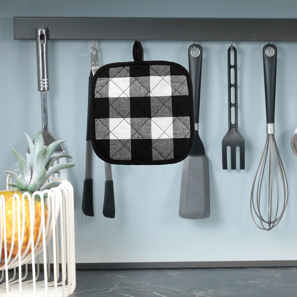 Joyhalo 4 Pack Christmas Pot Holders Buffalo Plaid, Pot Holders for Kitchen Heat Resistant, Potholder, Pot Holder, Hot Pads for Kitchen for Cooking and Baking
