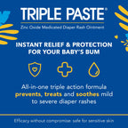 Triple Paste Diaper Rash Cream for Baby - 8 Oz Tub & 3 Oz Tube At Home & On the Go Bundle – Zinc Oxide Ointment Treats, Soothes & Prevents Diaper Rash, Baby Essentials for Daily & Overnight