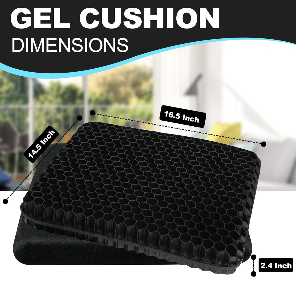 LYUANEC Gel Seat Cushion for Long Sitting, (2.4 Inch Extra Thick Cushion) Soft＆Breathable Gel Cushions for Pressure Relief, Wheelchair Seat Cushions, Gel Pad for Chair, Office Chair Cushion