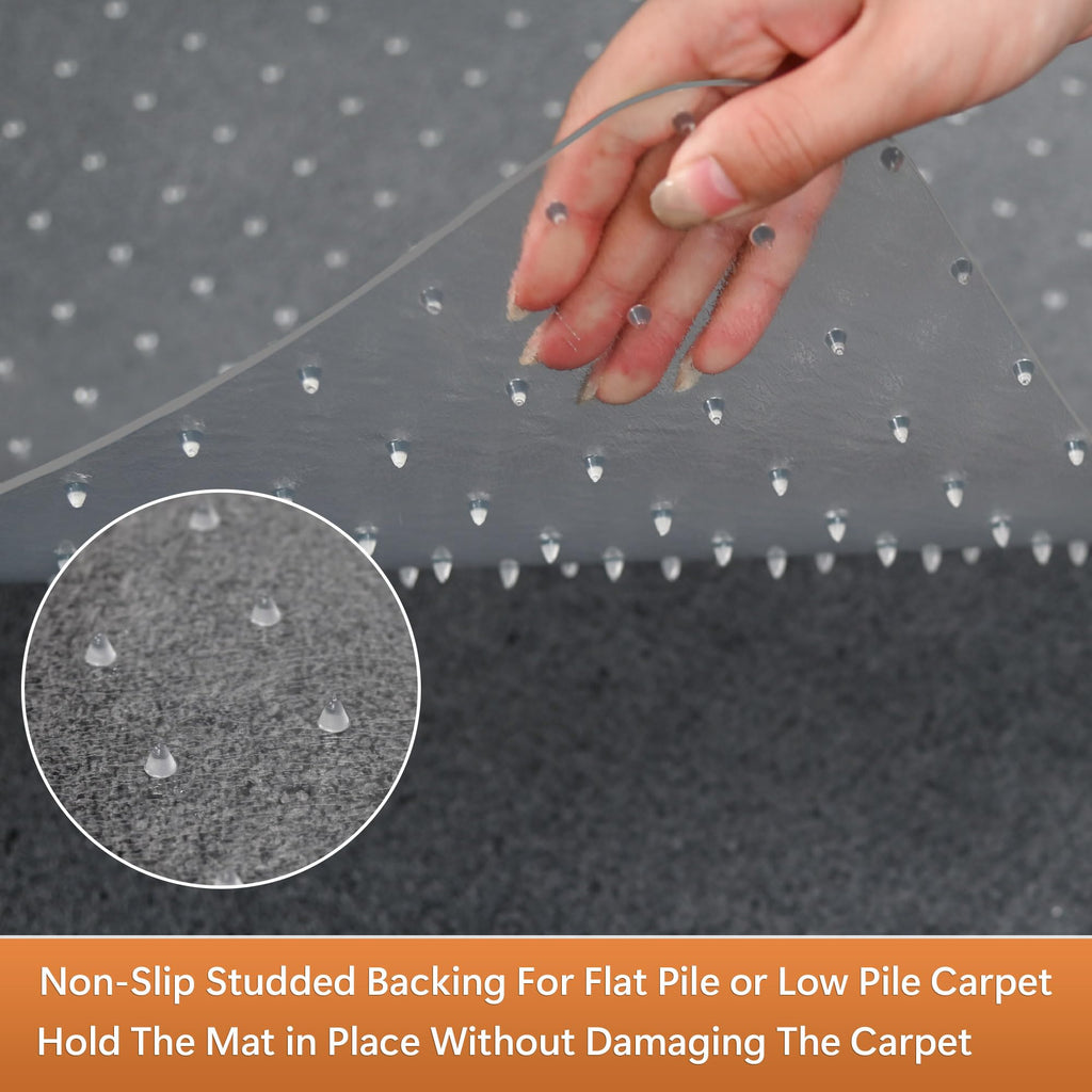HOMEK Office Chair Mat for Low Pile Carpeted Floors - 30” x 48” Clear Carpet Chair Mats for Home & Office, Studded Floor Mat for Office Chair on Carpet