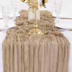 MLMW Fall Thanksgiving Table Runner Tan Cheesecloth Table Runner 13.3ft 6 Pack Nude Cheese Cloth Table Runner 160 inch Boho Rustic Gauze Table Runner for Wedding Party Fall Decor