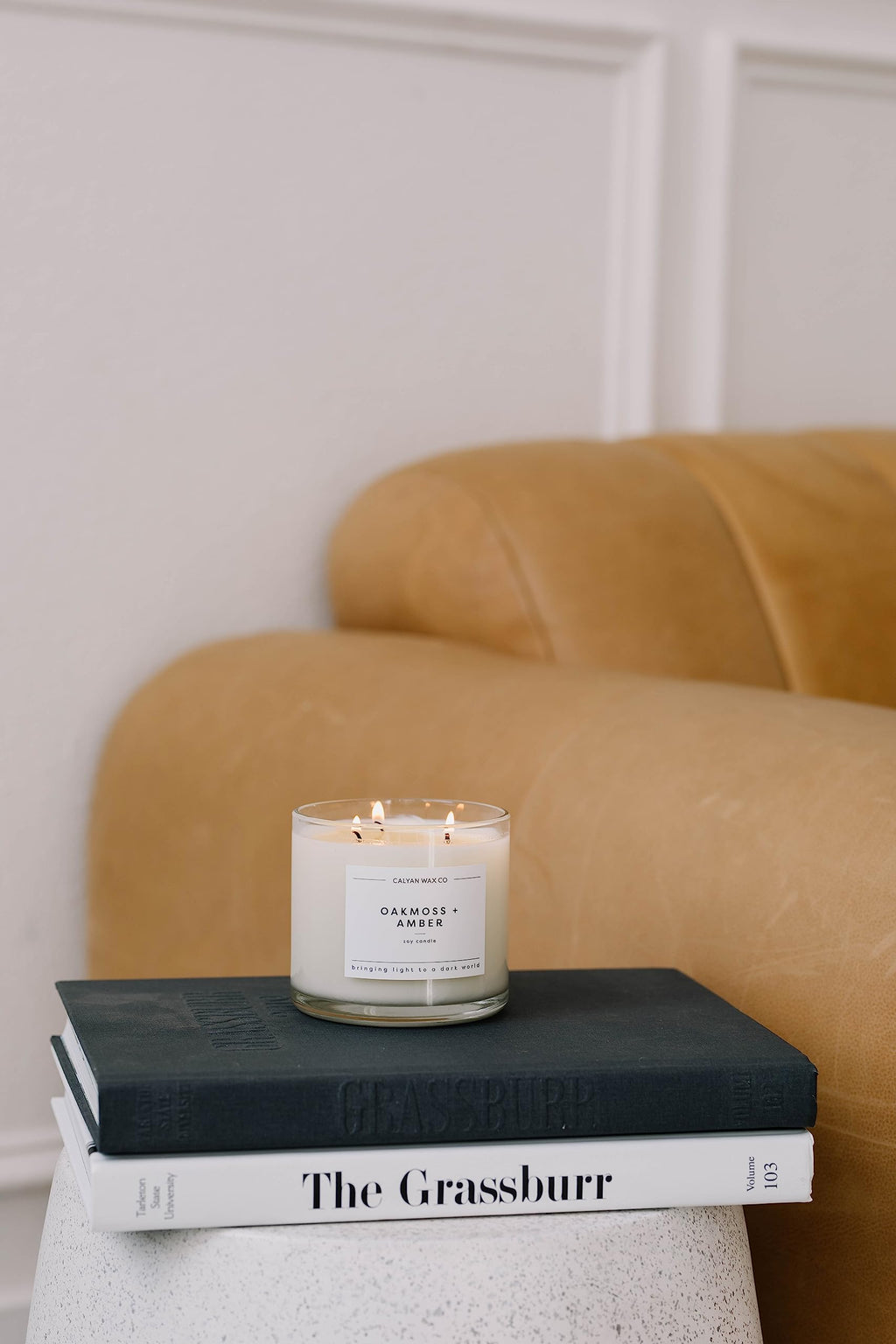 Calyan Wax Scented Candle, Aspen & Fog, 3 Wick Candle for The Home Scented with Pine & Cedarwood, 14.9 oz Soy Wax Candle with 43 Hour Burn Time, Non Toxic Large Candle in Glass Jar, Candle Gift