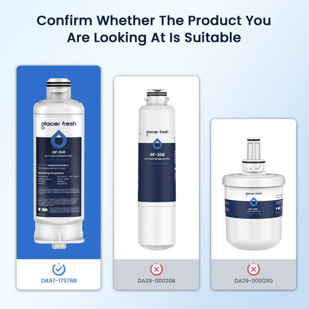 GLACIER FRESH DA97-17376B HAF-QIN Water Filter Replacement for Samsung HAF-QIN/EXP, DA97-08006C, RF23M8070SG, RF23M8070SR, RF23M8090SG, RF23M8090SR, RF23M8570SR, RF23M8590SG (3 Pack)