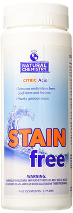 Natural Chemistry Stain Free, 1.75 lb, 100% Citric Acid, Eliminates Metal Stains and Effective on All Pool Surfaces, Works with All Sanitizing Systems