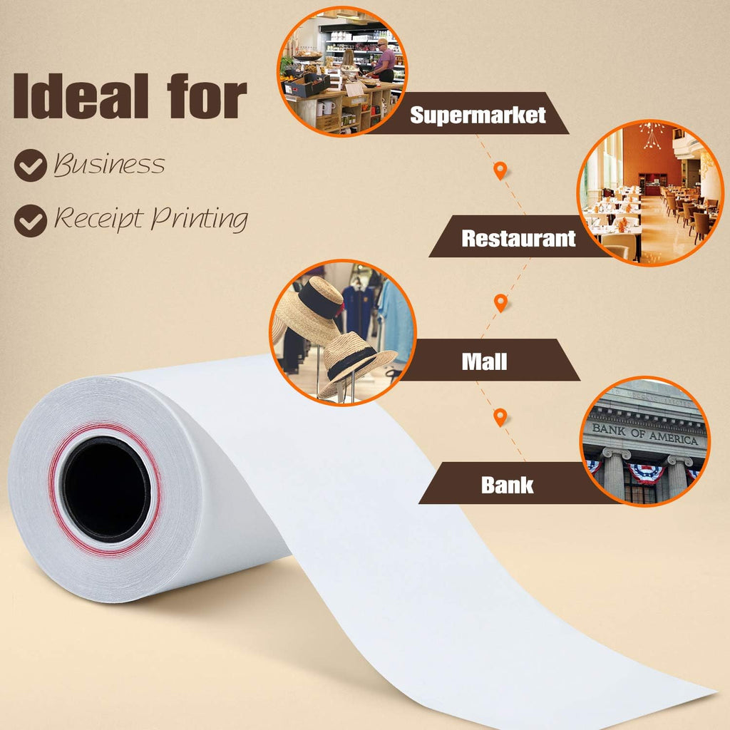 TK Thermal King, (50 Rolls) 2 1/4" x 50' feet Thermal Paper, POS Cash Register Receipt Rolls, Fits All Credit Card Terminal, Premium Quality, White