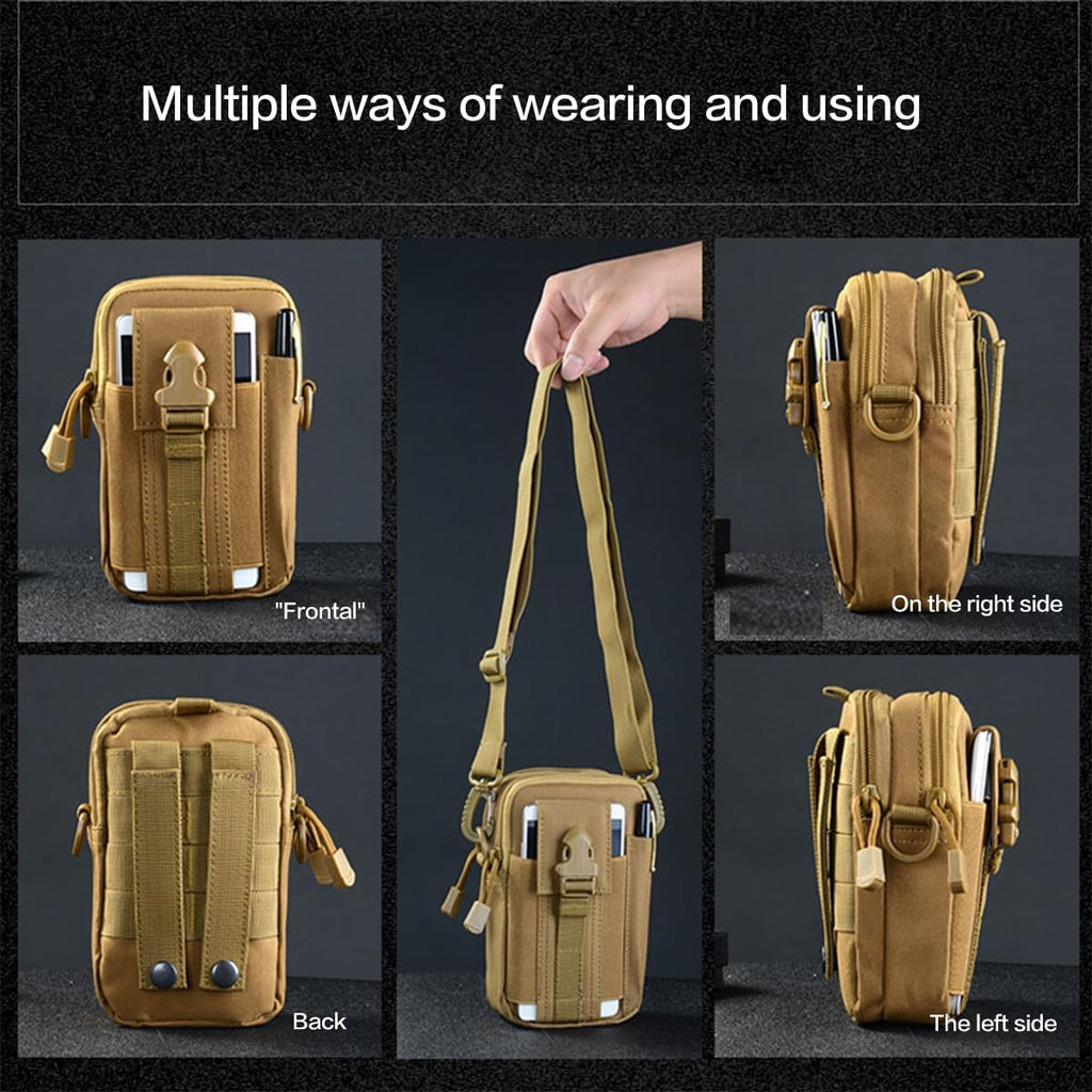 Tactical Molle Pouch - Outdoor Sports Waist Bag, Hiking Multi-Purpose Phone Pouch, Durable & Water-Resistant for Camping, Cycling, Travel（Green Jungle Digital）