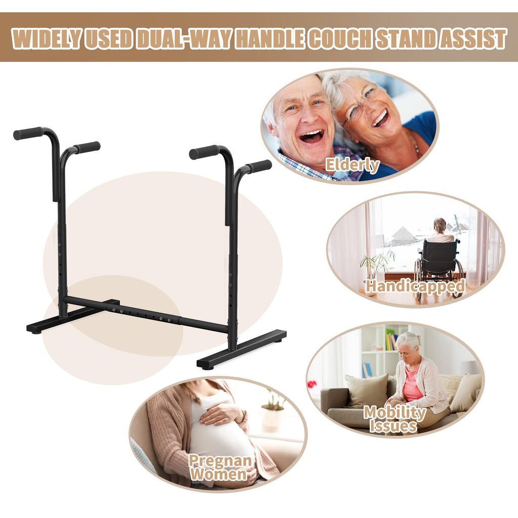 Adjustable Dual-way Handles Couch Chair Stand Assist for Seniors, Standing aid & Support Device, Chair Lift Assist Device for Elderly Mobility & Daily Living Stand to Sit(300LBs Loading, Black)