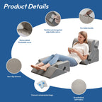 Ahpmeoa 6PCS Wedge Pillow Set for After Surgery, Sit Up Pillow for Bed, Back Support Pillow, Bed Wedge for Shoulder, Leg Pain Relief, Post Surgery Pillow for Sleeping, Acid Reflux, Grey