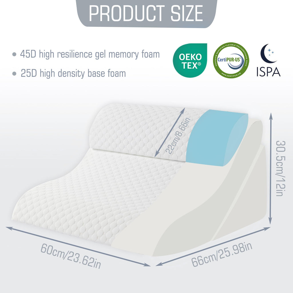 Foamalusion Bed Wedge Pillow for Sleeping 3PCS, 9 &12& 20 Inches Adjustable Memory Foam Wedge Pillow for Acid Reflux Relief, Pillow Wedge for After Surgery, Snoring, Back Pain