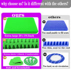 Plus Size Gel Seat Cushion for Long Sitting, Extra Large and Thick Seat Cushion, Back, Hip, Sciatica, Tailbone Pain Relief Cushion for Office Chairs, Wheelchairs, Cars, Stadium. (Grass Green)
