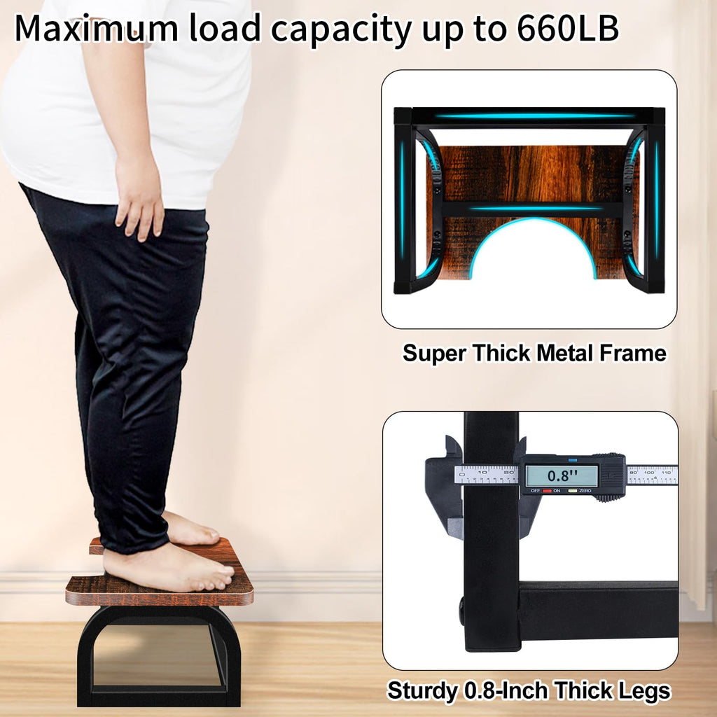OugeWood Toilet Stool Poop Stool, Load Bearing 660LB Bathroom Toilet Stool Squat Adult 7" Wooden Metal Squatting Poop Stool Portable Potty Stool Toilet Assistance Steps Stool for Kids Seniors Patented