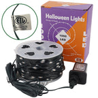 WATERGLIDE Extra Long 328FT Halloween Lights, 1000 LED Outdoor Fairy String Lights, Green PVC Copper Wire Christmas Lights, Plug in 8 Modes & Waterproof for Tree Party Home Yard Decor, Orange&Purple