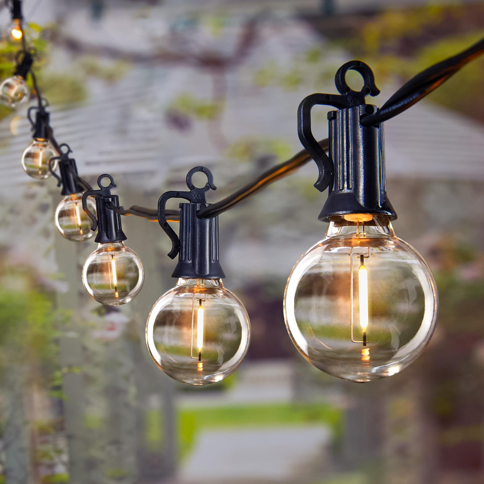 Brightown 60FT LED Outdoor Deck Lights - 2 Pack Patio Lights with 30 Shatterproof Clear Dimmable Edison Bulbs, Waterproof Connectable Hanging Lights for Outside Backyard Porch Party Christmas Decor